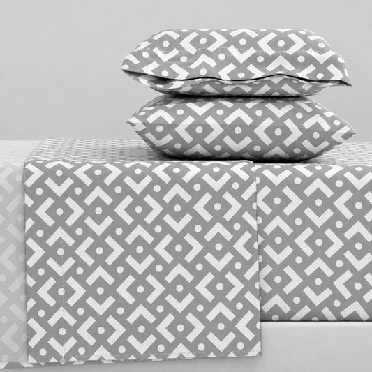 Σεντόνια Υπέρδιπλα Σετ 2 x 2.45x2.60εκ + 2 x 52x72εκ Chiara Grey