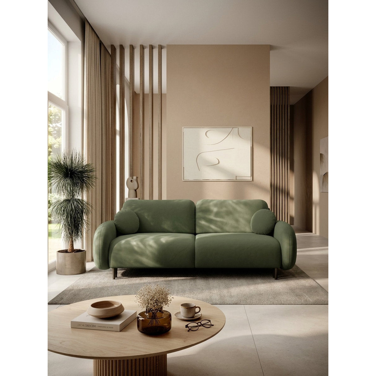 Καναπές - Κρεβάτι Saron Λαδί 232x109x95