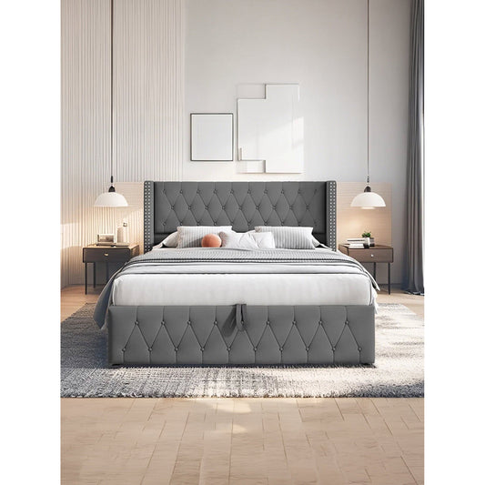Επενδυμένο Κρεβάτι Zenmor Γκρι 206x170x95