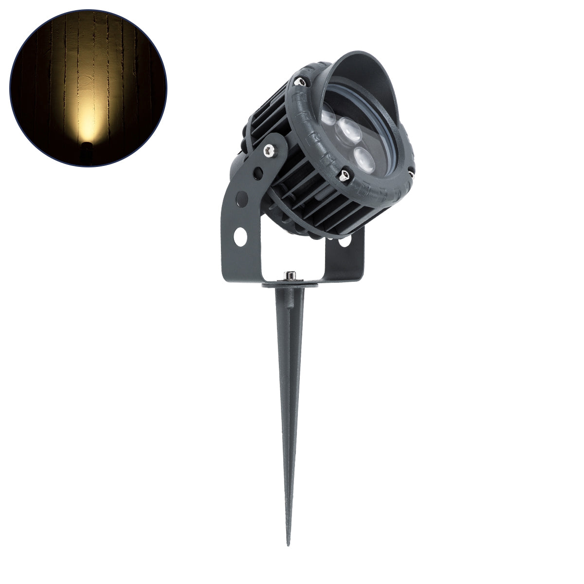 TREELIGHT-VINA 90357 Σποτ Φωτισμού με Αντιθαμβωτική Γρίλια για Φυτά - Δέντρα με Βάση Κήπου / Καρφωτό LED 6W 660lm 10° DC 24V Αδιάβροχο IP65 Θερμό Λευκό 2700K Dimmable - Γκρι Ανθρακί - Μ13 x Π9.5 x Υ9.5