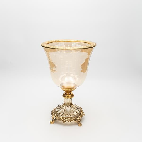 ΦΟΝΤΑΝΙΕΡΑ ΓΥΑΛΙΝΗ ΜΕ ΜΕΤΑΛΛΙΚΑ ΤΕΛΕΙΩΜΑΤΑ ΑΝΤΙΚΕ ΧΡΥΣΟ-ΜΕΛΙ ΓΥΑΛΙ 19x19x27