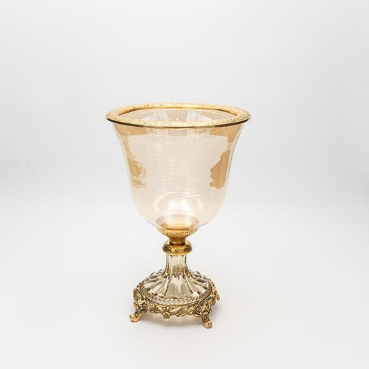 ΦΟΝΤΑΝΙΕΡΑ ΓΥΑΛΙΝΗ ΜΕ ΜΕΤΑΛΛΙΚΑ ΤΕΛΕΙΩΜΑΤΑ ΑΝΤΙΚΕ ΧΡΥΣΟ-ΜΕΛΙ ΓΥΑΛΙ 19x19x27