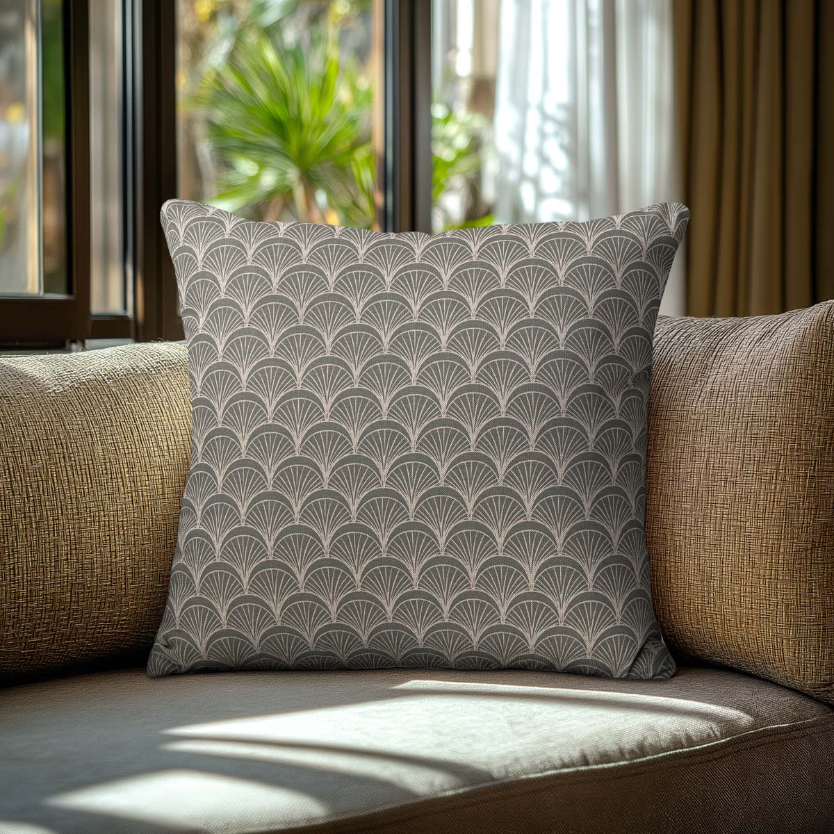 Μαξιλαροθήκη Λαδί Art Deco 45x45εκ