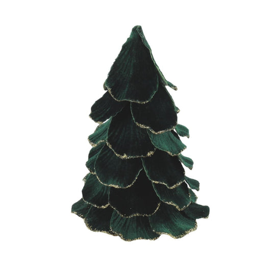 Έλατο Βελούδο Σκούρο Πράσινο με Χρυσό Γκλίτερ 12x12x16