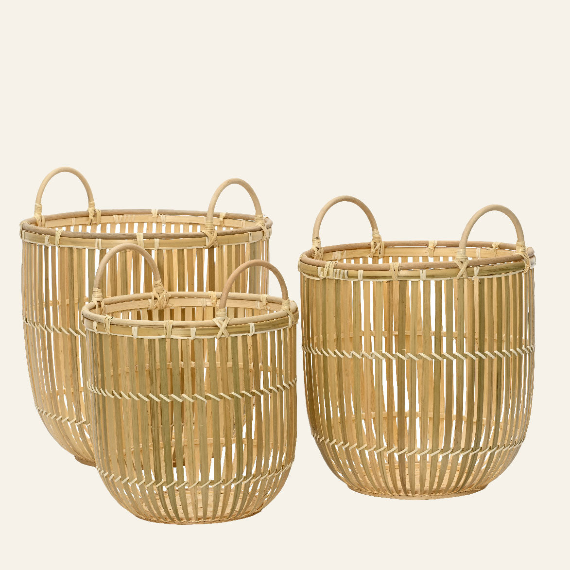 Καλάθια Μπαμπού 38x35εκ Σετ 3 Τμχ