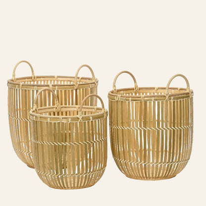 Καλάθια Μπαμπού 38x35εκ Σετ 3 Τμχ