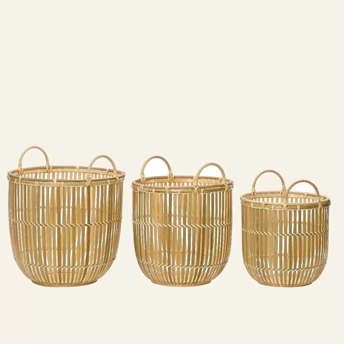 Καλάθια Μπαμπού 38x35εκ Σετ 3 Τμχ