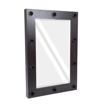 MAKEUP MIRROR-60x90-2 Μοντέρνος Καθρέπτης Μακιγιάζ με Πλαίσιο Φυσικού Ξύλου με Διακόπτη On/Off 10 x E27 AC220-240V - Μ60 x Π7 x Υ90cm - Καφέ Wenge