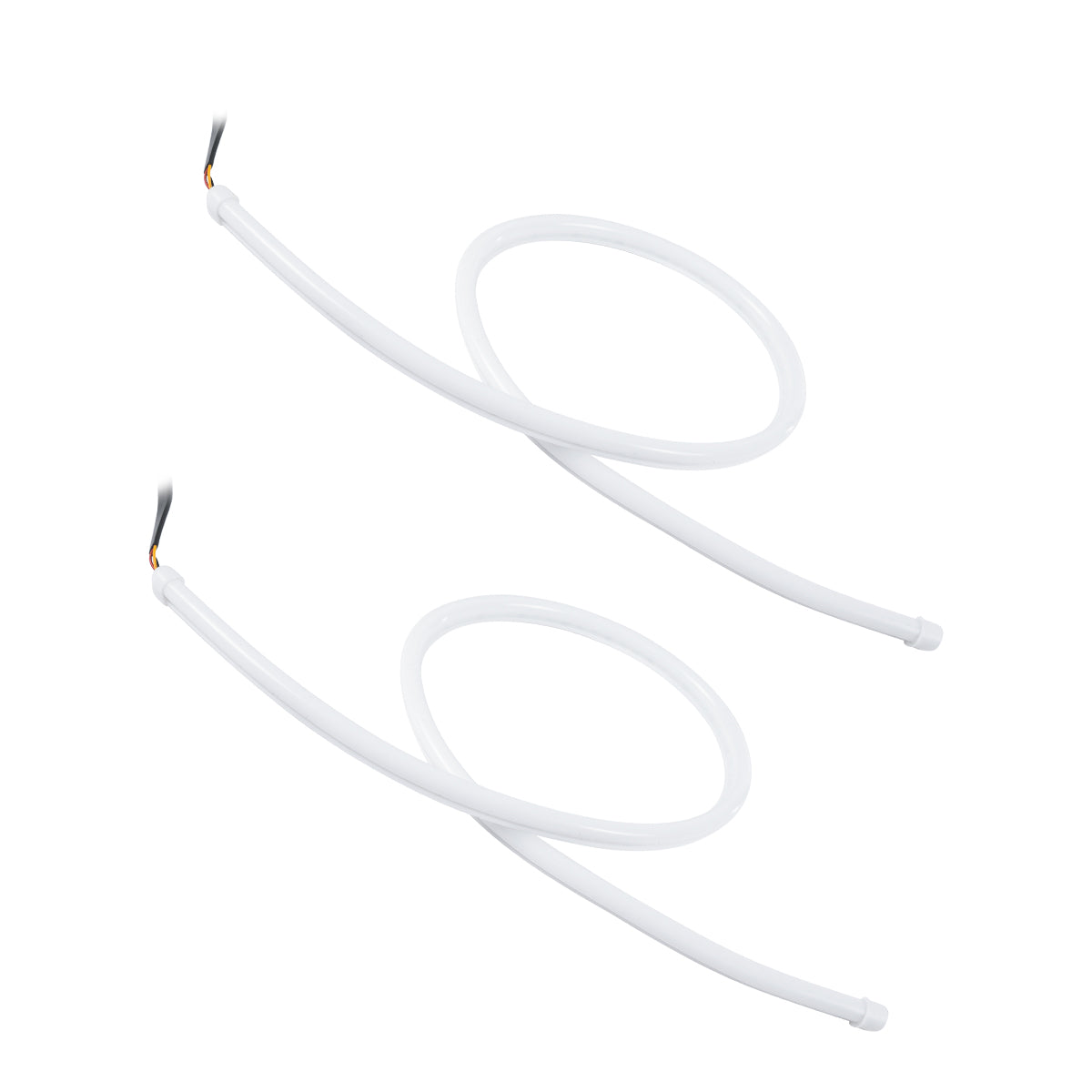 81726 Σετ 2 ΕΛΑΣΤΙΚΑ - FLEXIBLE DRL + FLASH TURN LIGHT LED CREE COB 85cm 16W 2400lm 360° DC 12V Αδιάβροχα IP65 Πορτοκαλί - Ψυχρό Λευκό 6000K