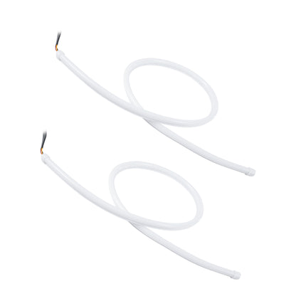 81726 Σετ 2 ΕΛΑΣΤΙΚΑ - FLEXIBLE DRL + FLASH TURN LIGHT LED CREE COB 85cm 16W 2400lm 360° DC 12V Αδιάβροχα IP65 Πορτοκαλί - Ψυχρό Λευκό 6000K