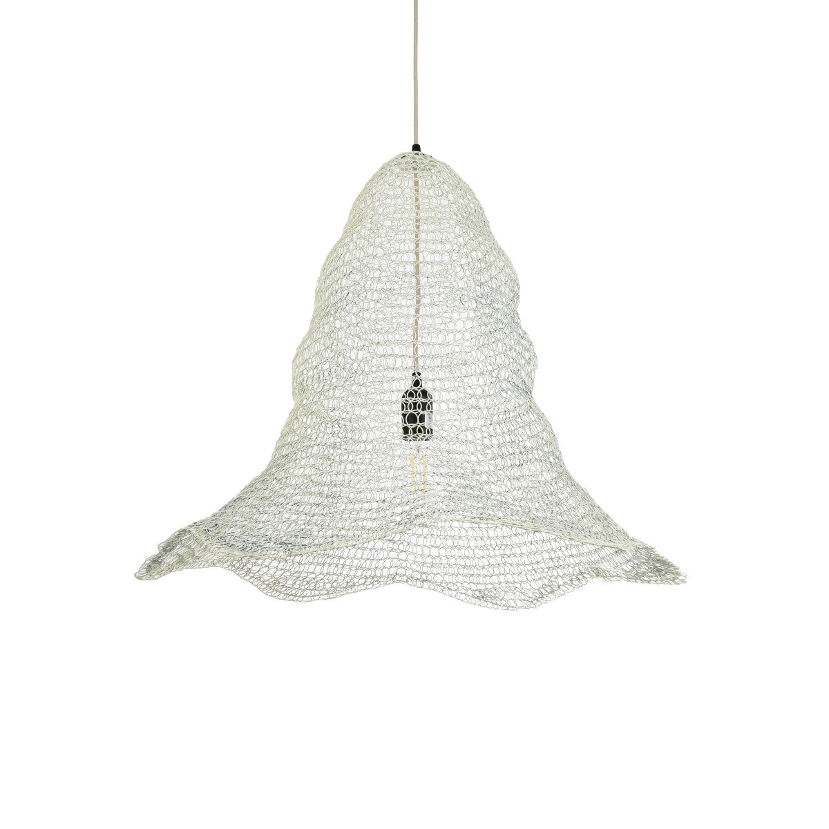 KENTUCKY 01892 Vintage Κρεμαστό Φωτιστικό Πλέγμα Μονόφωτο 1 x E27 IP20 Λευκό Μέταλλο - Μ60 x Π60 x Υ52cm