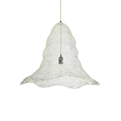 KENTUCKY 01892 Vintage Κρεμαστό Φωτιστικό Πλέγμα Μονόφωτο 1 x E27 IP20 Λευκό Μέταλλο - Μ60 x Π60 x Υ52cm