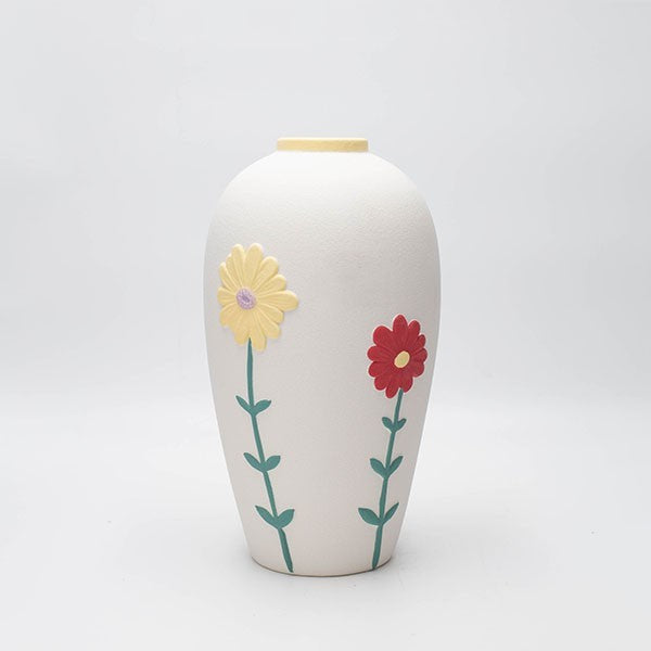 ΒΑΖΟ ΚΕΡΑΜΙΚΟ ΛΕΥΚΟ ΜΕ ΛΟΥΛΟΥΔΙΑ 14x7x10