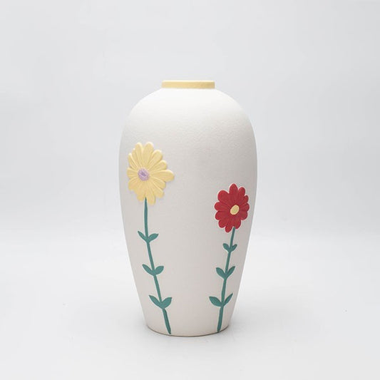 ΒΑΖΟ ΚΕΡΑΜΙΚΟ ΛΕΥΚΟ ΜΕ ΛΟΥΛΟΥΔΙΑ 14x7x10