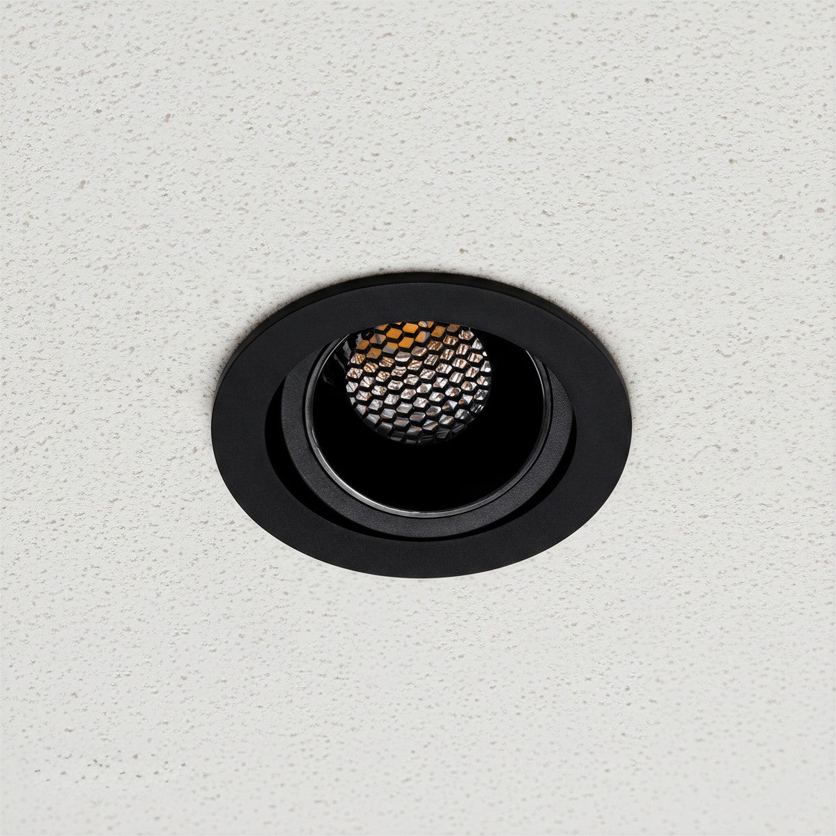 LEO KLV-101-0314 Recessed Movable Downlight Spotlight with Honeycomb Anti-Glare Reflector LED 10W 1300lm 38° AC 220-240V IP20 Natural White 4500K - Bridgelux COB Chip & TÜV SÜD Driver - Matte Black - L8.5 x W8.5 x H6.6 / Q7.5