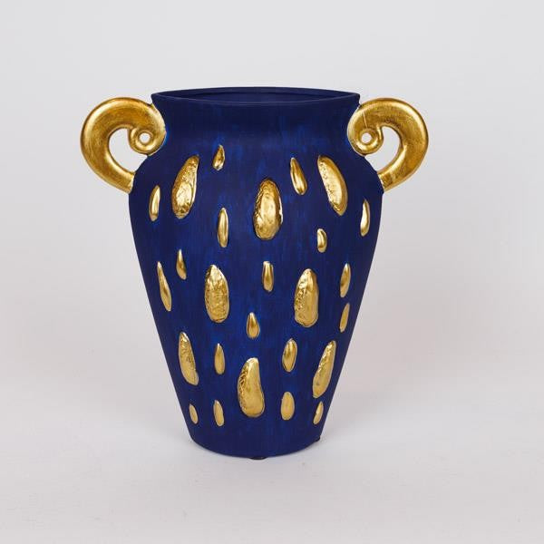 ΒΑΖΟ ΚΕΡΑΜΙΚΟ ΜΠΛΕ-ΧΡΥΣΟ 27.3x9.8x29