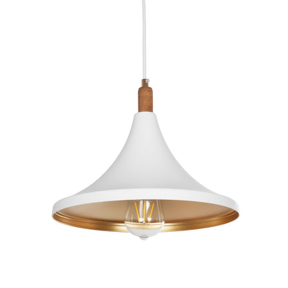 BELFRY 203-0076 Μοντέρνο Κρεμαστό Φωτιστικό Καμπάνα Μονόφωτο 1 x E27 IP20 Λεύκο με Χρυσό Πλαστικό - Μ29.5 x Π29.5 x Υ90cm