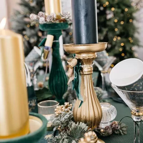 Κηροπήγιο Μπαρόκ Ματ Χρυσό Φ10.5x28.5