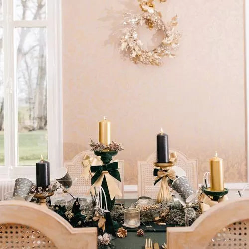 Κηροπήγιο Μπαρόκ Ματ Χρυσό Φ10.5x28.5