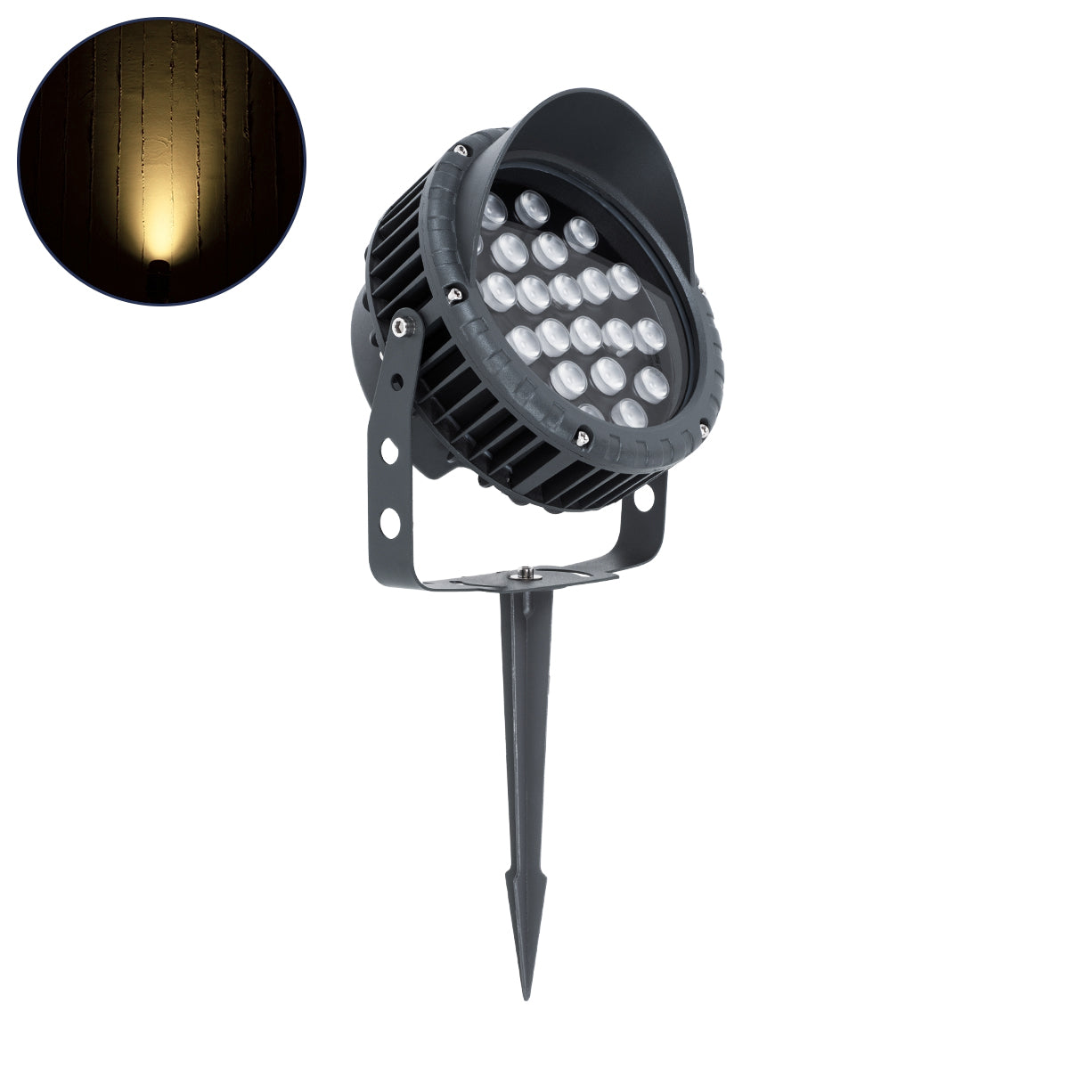 TREELIGHT-VINA 90360 Σποτ Φωτισμού με Αντιθαμβωτική Γρίλια για Φυτά - Δέντρα με Βάση Κήπου / Καρφωτό LED 24W 2640lm 10° DC 24V Αδιάβροχο IP65 Θερμό Λευκό 2700K Dimmable - Γκρι Ανθρακί - Μ21.5 x Π18.3 x Υ14