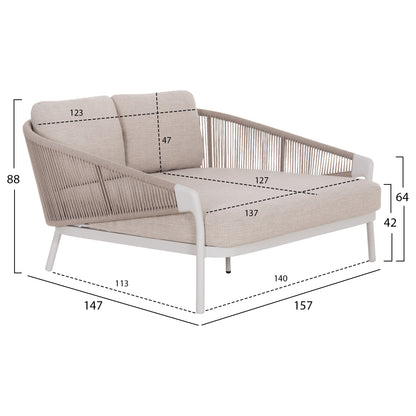 DAYBED XANTION ΛΕΥΚΟ ΑΛΟΥΜΙΝΙΟ ΣΧΟΙΝΙ OLEFIN 157x147x88