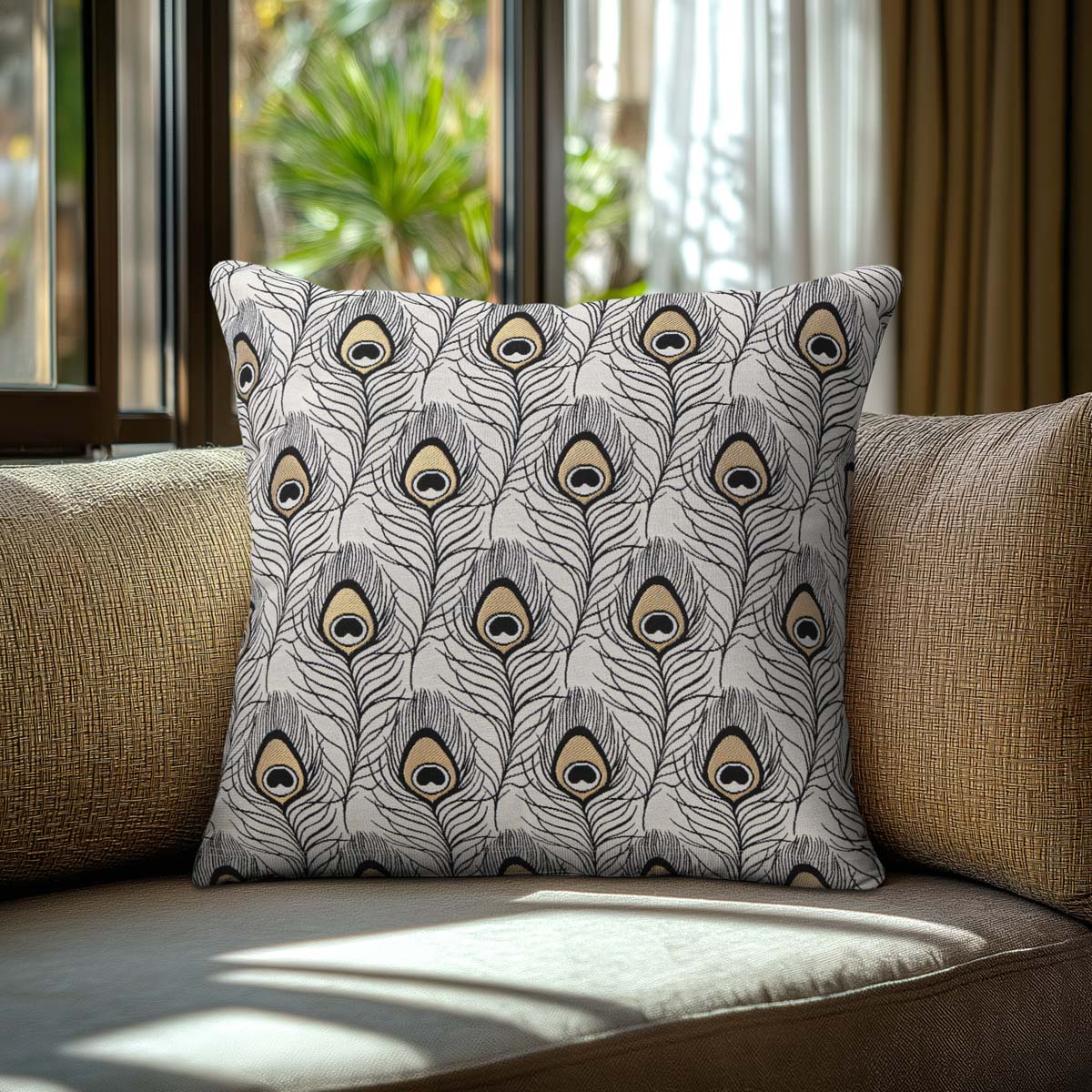 Μαξιλαροθήκη Φτερά Παγωνιού 40x40εκ