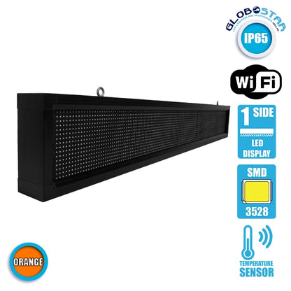 90264 Κυλιόμενη Ψηφιακή Επιγραφή P10 LED SMD AC 220-240V με Wi-Fi - Αδιάβροχή IP54 - Μονής Όψης - Μ168 x Π9 x Υ24cm Πορτοκαλί