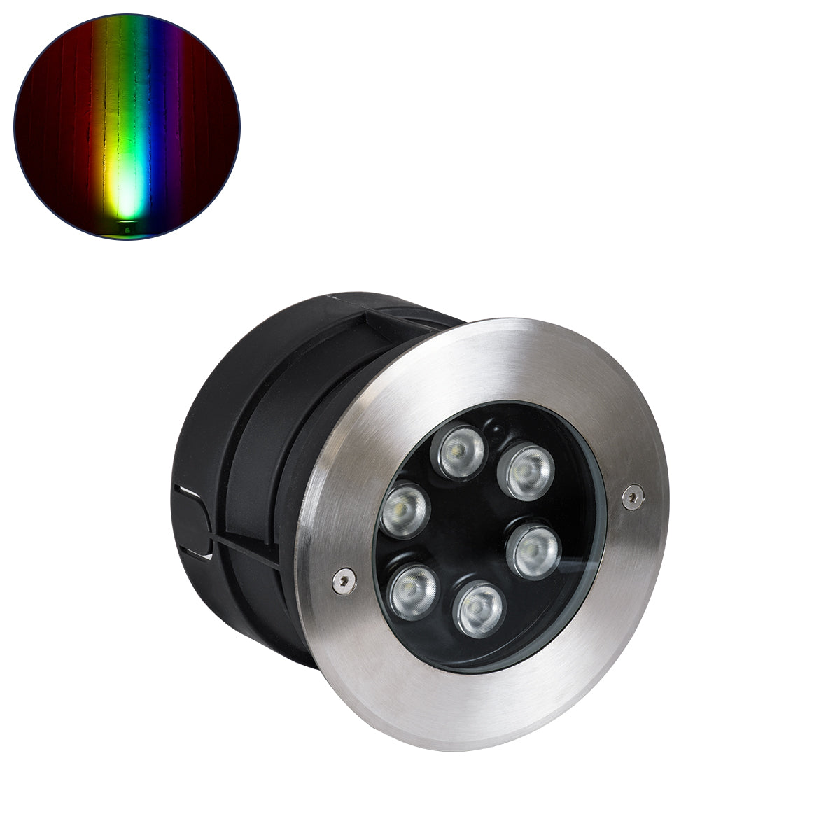 UNDERWATER-JULIA 90567 Υποβρύχιο Χωνευτό Φωτιστικό Σποτ Ειδικό για Σιντριβάνια LED 6W 510lm 15° DC 24V Αδιάβροχο IP68 Φ15 x Υ10.2cm RGBW DMX512 - Ανοξείδωτο Ατσάλι