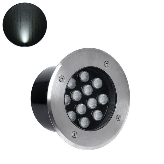 UNDERGROUND-TINA 90668 Χωνευτό Φωτιστικό Σποτ Δαπέδου LED 12W 1380lm 30° DC 24V Αδιάβροχο IP65 Φ16 x Υ9cm Φυσικό Λευκό 4500K - Ανοξείδωτο Ατσάλι