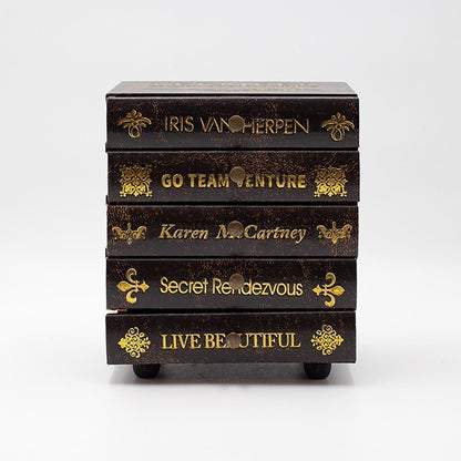 ΔΙΑΚΟΣΜΗΤΙΚΟ ΚΟΥΤΙ ΒΙΒΛΙΑ ΞΥΛΙΝΟ ΜΑΥΡΟ-ΧΡΥΣΟ 20x14x24