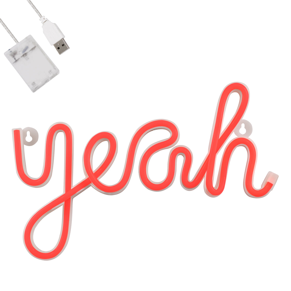 78589 Φωτιστικό Ταμπέλα Φωτεινή Επιγραφή NEON LED Σήμανσης YEAH 5W με Καλώδιο Τροφοδοσίας USB - Μπαταρίας 3xAAA (Δεν Περιλαμβάνονται) - Κόκκινο