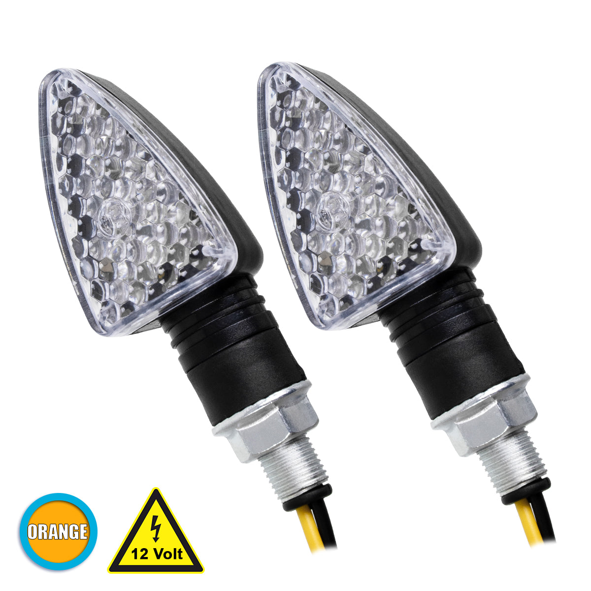 81751 ΣΕΤ 2 x Φλας Μοτοσυκλέτας Universal Triangle LED Diode 5W DC 12V Πορτοκαλί Αδιάβροχα IP65
