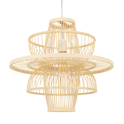 BALI 00861 Boho Κρεμαστό Φωτιστικό Πλέγμα Μονόφωτο 1 x E27 IP20 Μπεζ Ξύλο - Μ45 x Π45 x Υ42.5cm