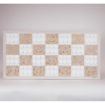 ΠΙΝΑΚΑΣ ΚΑΜΒΑΣ ΚΥΚΛΟΙ ΚΑΙ ΤΕΤΡΑΓΩΝΑ ΜΠΕΖ - ΛΕΥΚΟΣ 62x4.5x122