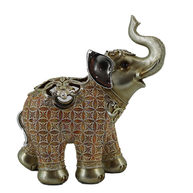 Διακοσμητικό Polyresin Ελέφαντας Σομόν/Ασημί 23x11x26