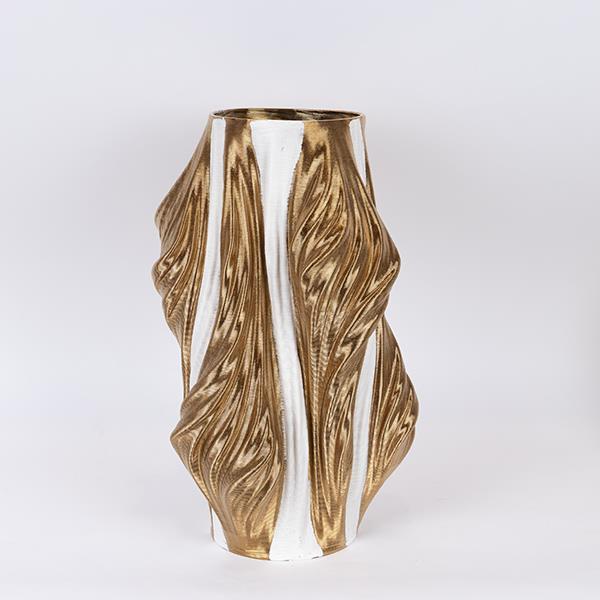 ΒΑΖΟ ΠΟΡΣΕΛΑΝΙΝΟ 3D ΛΕΥΚΟ - ΧΡΥΣΟ 26x26x41