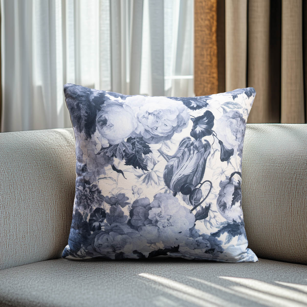 Μαξιλαροθήκη Μπλε Λουλούδια 45x45εκ