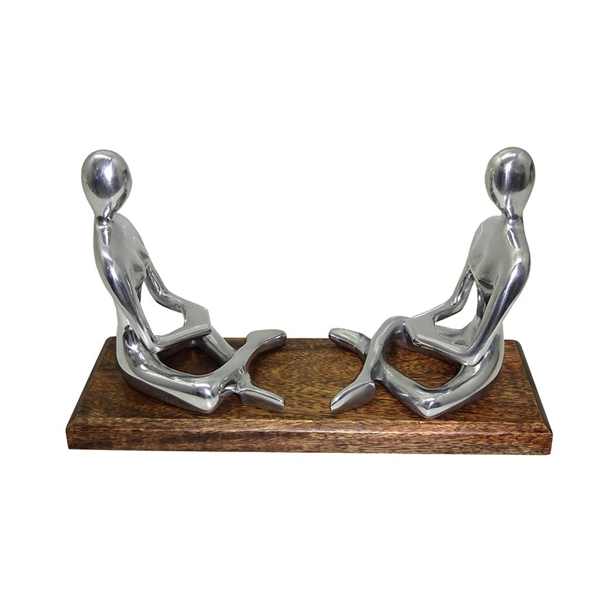 Κηροπήγιο Διακοσμητικές Μεταλλικές Φιγούρες σε Ξύλινη Βάση 31εκ