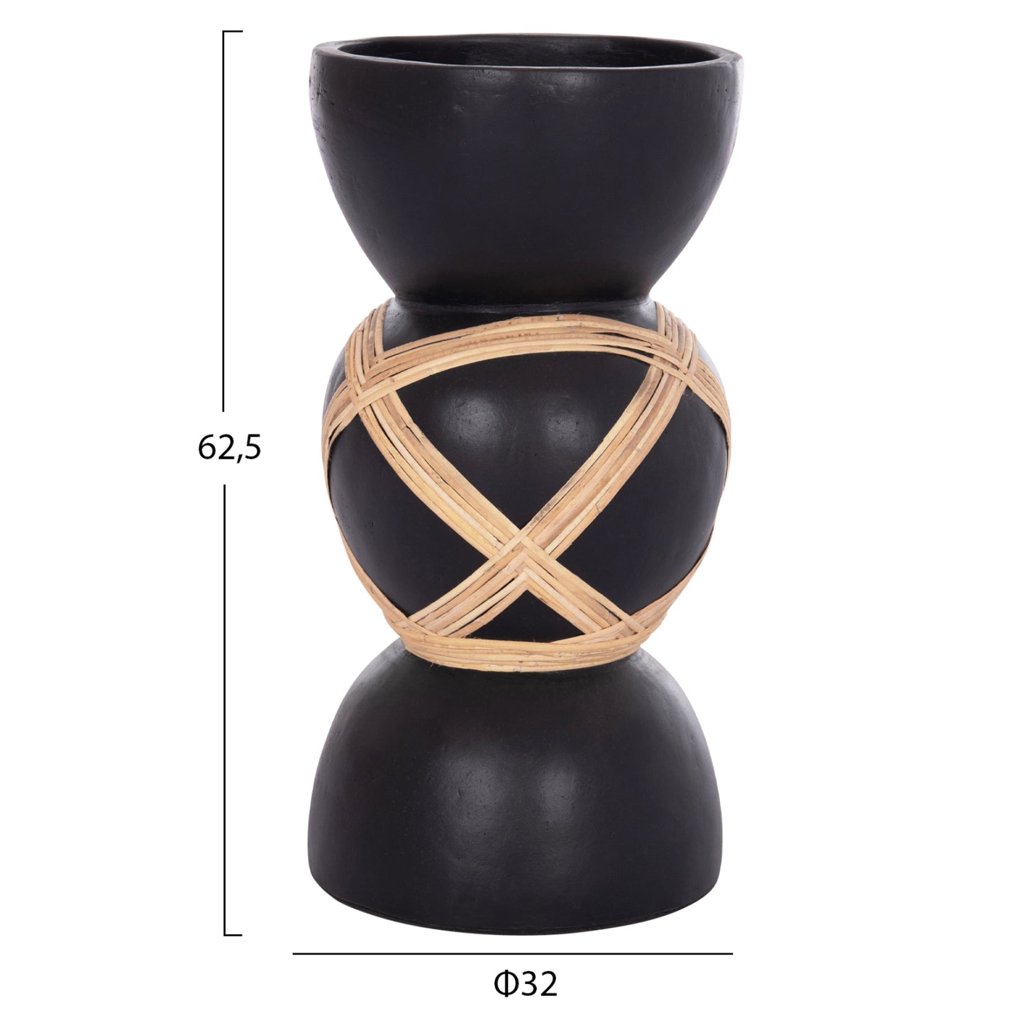 ΔΙΑΚΟΣΜΗΤΙΚΟ ΒΑΖΟ ΔΑΠΕΔΟΥ MAYNARD TERRACOTTA ΜΑΥΡΟ RATTAN Φ32x62.5