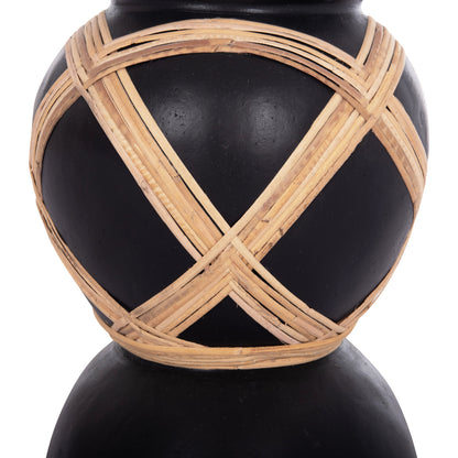 ΔΙΑΚΟΣΜΗΤΙΚΟ ΒΑΖΟ ΔΑΠΕΔΟΥ MAYNARD TERRACOTTA ΜΑΥΡΟ RATTAN Φ32x62.5