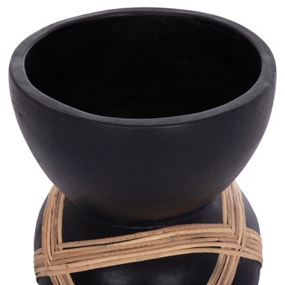 ΔΙΑΚΟΣΜΗΤΙΚΟ ΒΑΖΟ ΔΑΠΕΔΟΥ MAYNARD TERRACOTTA ΜΑΥΡΟ RATTAN Φ32x62.5