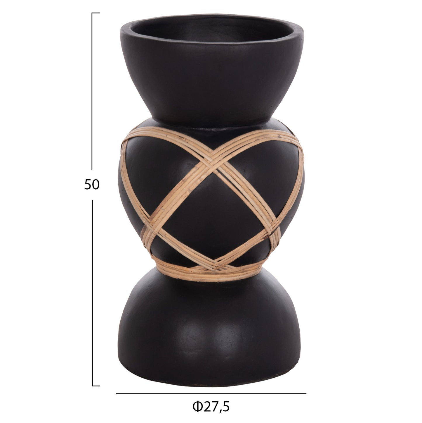 ΔΙΑΚΟΣΜΗΤΙΚΟ ΒΑΖΟ ΔΑΠΕΔΟΥ MAYNARD TERRACOTTA ΜΑΥΡΟ RATTAN Φ27.5x50