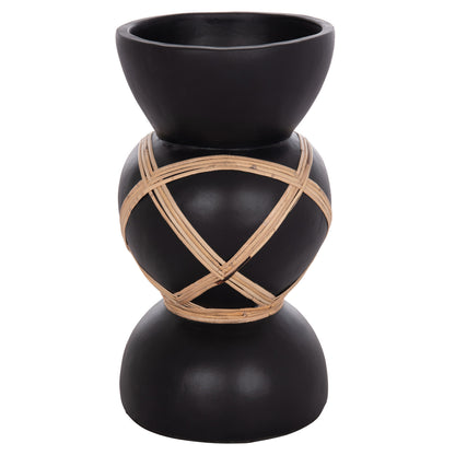 ΔΙΑΚΟΣΜΗΤΙΚΟ ΒΑΖΟ ΔΑΠΕΔΟΥ MAYNARD TERRACOTTA ΜΑΥΡΟ RATTAN Φ27.5x50