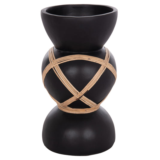 ΔΙΑΚΟΣΜΗΤΙΚΟ ΒΑΖΟ ΔΑΠΕΔΟΥ MAYNARD TERRACOTTA ΜΑΥΡΟ RATTAN Φ27.5x50