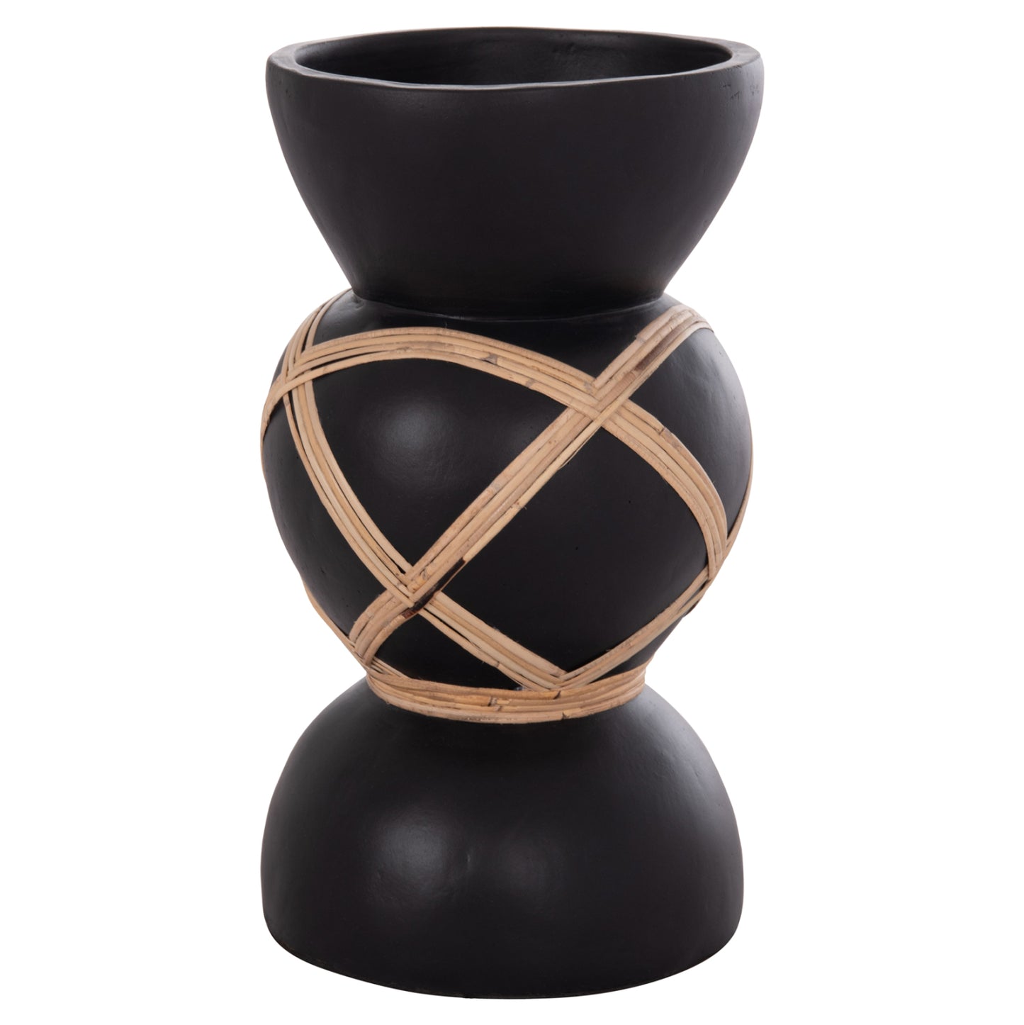 ΔΙΑΚΟΣΜΗΤΙΚΟ ΒΑΖΟ ΔΑΠΕΔΟΥ MAYNARD TERRACOTTA ΜΑΥΡΟ RATTAN Φ27.5x50