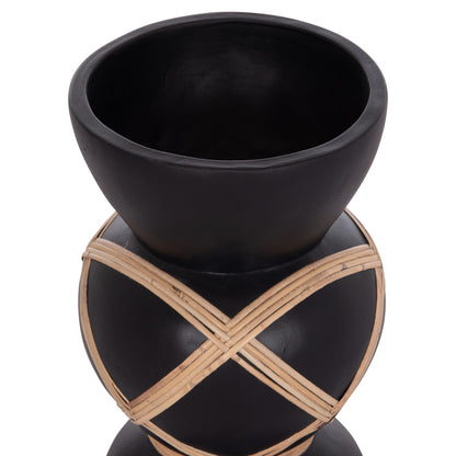 ΔΙΑΚΟΣΜΗΤΙΚΟ ΒΑΖΟ ΔΑΠΕΔΟΥ MAYNARD TERRACOTTA ΜΑΥΡΟ RATTAN Φ27.5x50