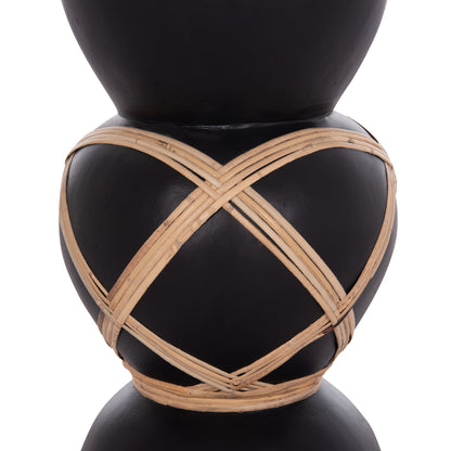 ΔΙΑΚΟΣΜΗΤΙΚΟ ΒΑΖΟ ΔΑΠΕΔΟΥ MAYNARD TERRACOTTA ΜΑΥΡΟ RATTAN Φ27.5x50