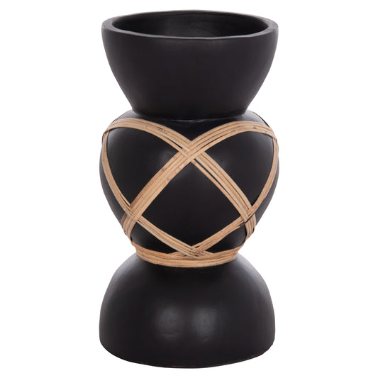ΔΙΑΚΟΣΜΗΤΙΚΟ ΒΑΖΟ ΔΑΠΕΔΟΥ MAYNARD TERRACOTTA ΜΑΥΡΟ RATTAN Φ27.5x50