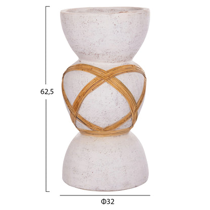 ΔΙΑΚΟΣΜΗΤΙΚΟ ΒΑΖΟ ΔΑΠΕΔΟΥ MAYNARD TERRACOTTA ΛΕΥΚΟ RATTAN Φ32x62.5