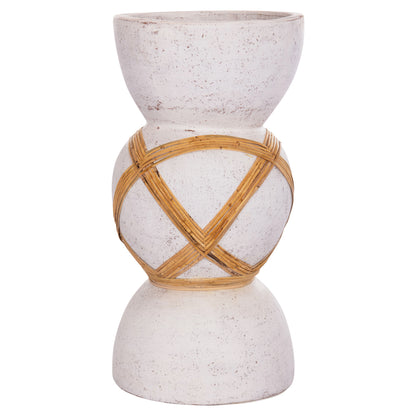ΔΙΑΚΟΣΜΗΤΙΚΟ ΒΑΖΟ ΔΑΠΕΔΟΥ MAYNARD TERRACOTTA ΛΕΥΚΟ RATTAN Φ32x62.5